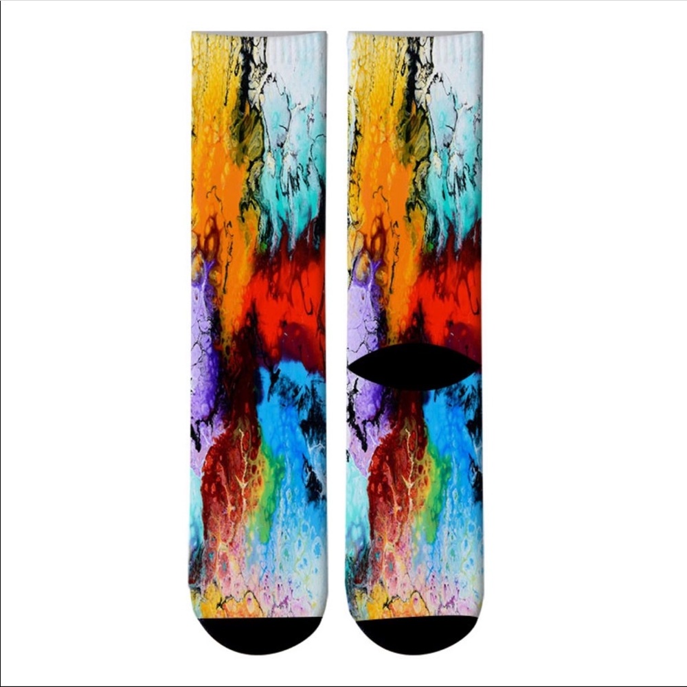 Multicolor Art Paint Splash Socks Any 4 for $32 - Picture 2 of 3